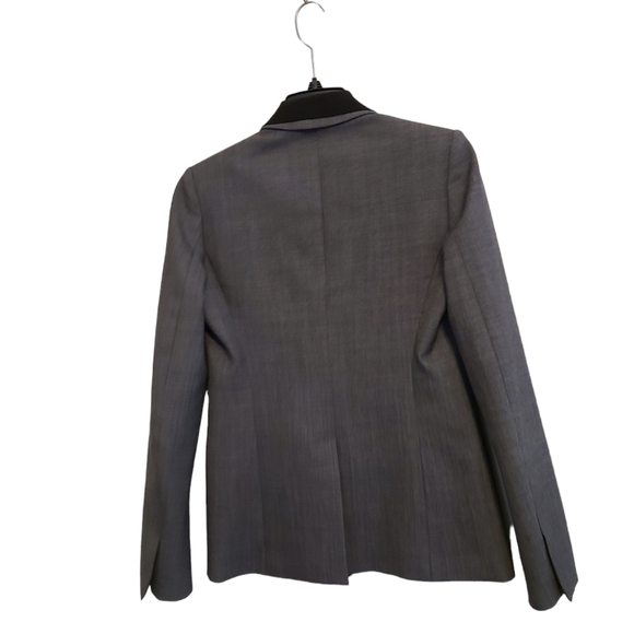 Theory Modern Donelly Wool Contrasy Lapel Trim Gray Blazer Jacket 2 Preowned - Picture 7 of 9